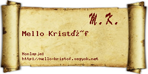 Mello Kristóf névjegykártya
